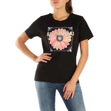 Just Cavalli, T-Shirts Zwart, Dames, Maat:S