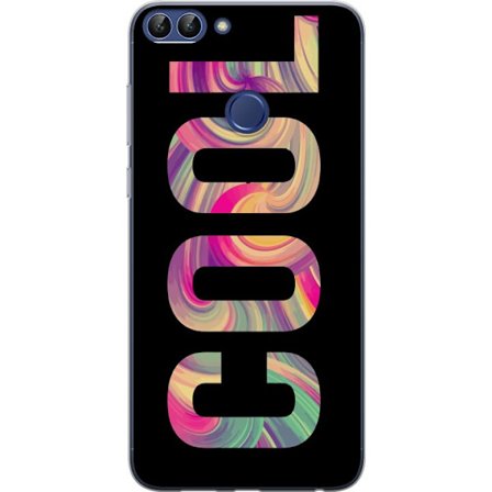 Yhteensopiva Puhelinkuori Huawei Huawei P smart Nykytaiteellinen typografia taiteilu sanaa LOVE nestemäisissä sateenkaariväreissä mustaa taustaa v