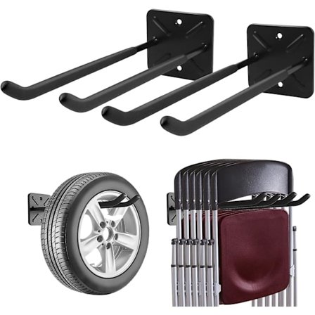 Garagekrokar, väggmonterad klädhängare, skjulorganisatör, kraftig verktygsorganisatör, garageförvaringsverktygskrokar för (2-pack)