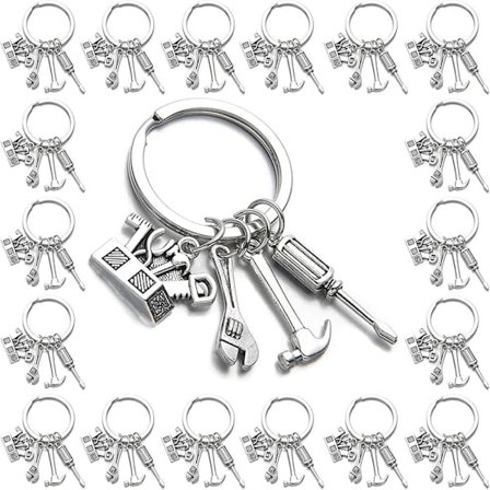 20-delars verktygslåda nyckelring, skruvmejsel nyckelring, skiftnyckel nyckelring, hammare nyckelring