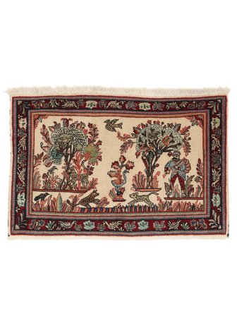 59X89 Tapis D'orient Sarough Noir/Rouge Foncé (Laine, Perse/Iran)