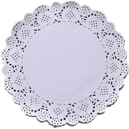 150 stk hvite blonder runde papirbrikker kakeemballasjeputer bryllupsbordsdekorasjon (240mm)