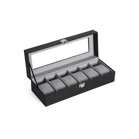 Rootz Watch Box - Klockorganisator - Klockförvaring - Sammetsfoder - Glaslock - Perfekt presentidé - 30 cm x 11,2 cm x 8 cm