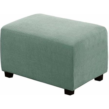 Mjuk stretchig fyrkantig sittpufföverdrag, mjukt jacquard fotstödsskydd