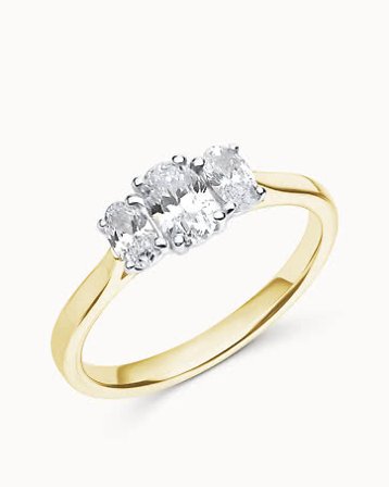 Three-stone Rings Ewa Ovala Diamonds Lab-Grown - 18K Yellow Gold och Platinum - Engagement Rings & Wedding Rings from Vanbruun
