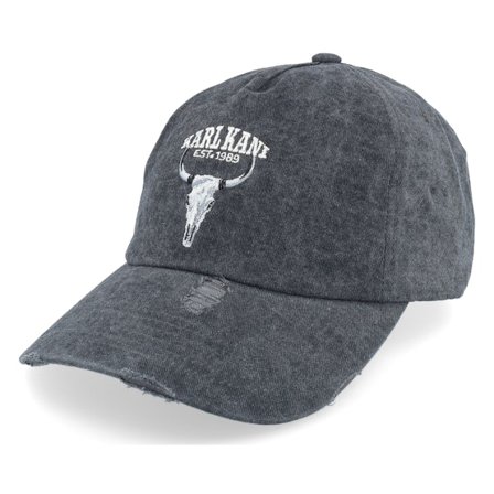 Karl Kani - Washed Skull Cap Anthracite Dad Cap Unconstructed Black Cap - @ Hatstore