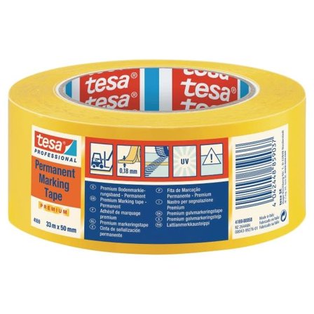 Tesa 4169 Golvmarkeringstejp PVC, 33 m x 50 mm, gul, Maskintillbehör & förbrukning