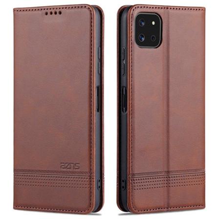 Samsung Galaxy A22 5g - Stilsäkert Praktiskt Yazunshi Plånboksfo Mörkbrun