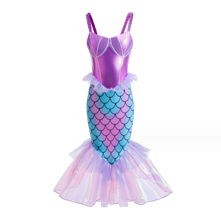 Flickakostym Havfrue Prinsessa Cosplay Klä upp