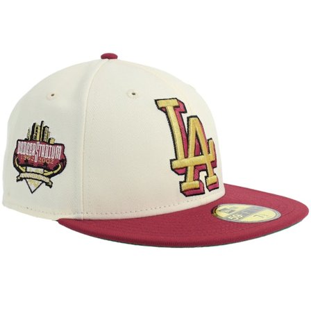 New Era - Los Angeles Dodgers 59FIFTY 40th Anniversary Chrome/Maroon Fitted Fitted Beige Cap - MLB @ Hatstore