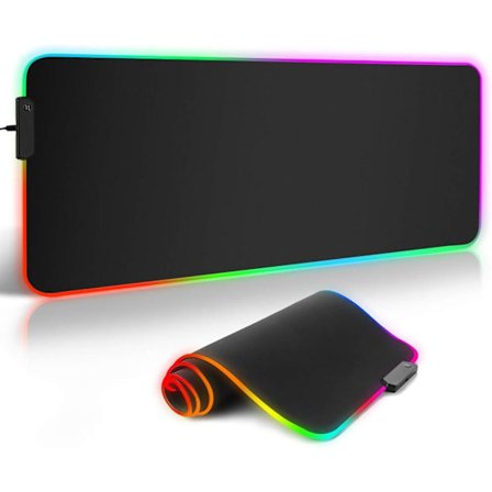 RGB Musematte, Stor XXL Gamer Musematte med 12 Belysninger