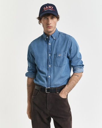 GANT Herren Regular Fit Indigo Hemd (M) Denim Melange