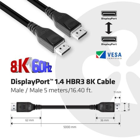 Club 3D DisplayPort-kabel - DisplayPort til DisplayPort - 5 m