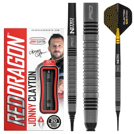 Red Dragon Darts Jonny Clayton Oxide Edition Soft Tip Darts 20g 90% Tungsten Steel Tip Darts Professional Set Grey/Black/Gold