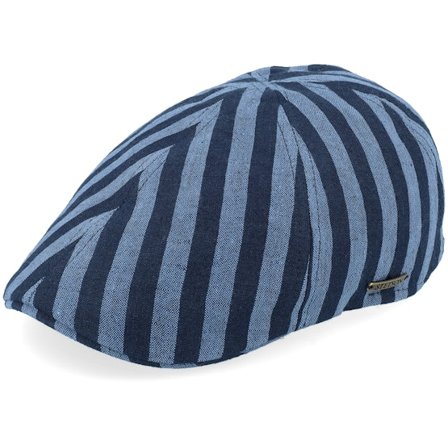Stetson - Blau flatcap Cap - Texas Bold Linen Stripe Blue Stripe Flat Cap @ Hatstore
