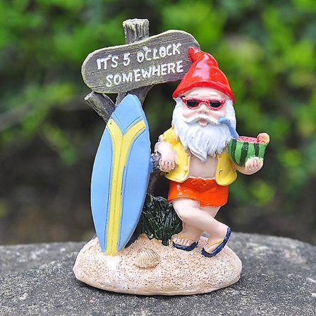 1 st Resin Tomte Staty Rolig Tomte Trädgårdsdekoration (Håller vattenmelon, 10 x 6,5 x 14,5 cm)