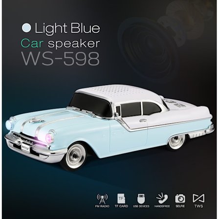 Coluna Bluetooth Ws-598 Bilmodell Portabel Subwoofer Med Fm Radio Spelare Handsfree Tws (Blå)