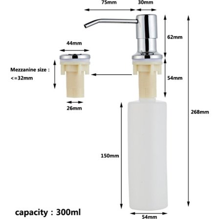 Lyxig tvåldispenser 300ml - inbyggd tvålpump - silver