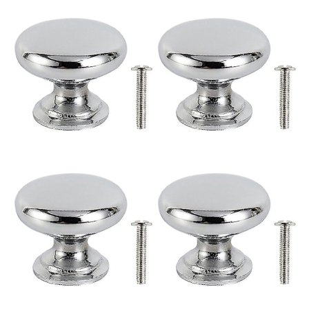 4 stk 25 mm skapknotter håndtak runde rustfritt stål krom dørhåndtak for kjøkken skuff skap