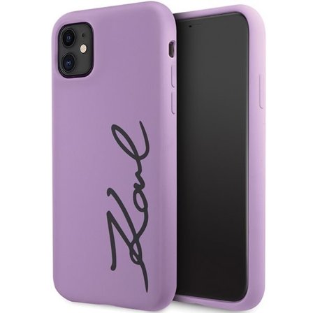 Karl Lagerfeld KLHCN61SKSVGU iPhone 11/Xr 6.1" violetti silikoni kovakotelo Allekirjoitus