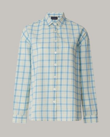 Lexington Edith Organic Cotton Seersucker Shirt, Green/Blue Multi Check