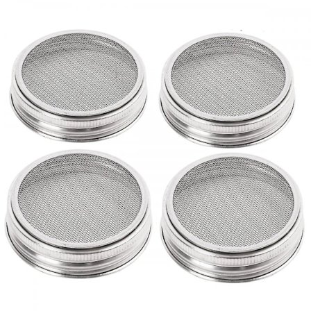 4 kpl ruostumattomasta teräksestä valmistettuja kansia, Mason-purkkien idätyssarjan kansia, yhteensopiva parsakaalin, alfalfan, salaatin ituja ja 