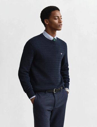 GANT Mini Cable C-Neck - Navy - M
