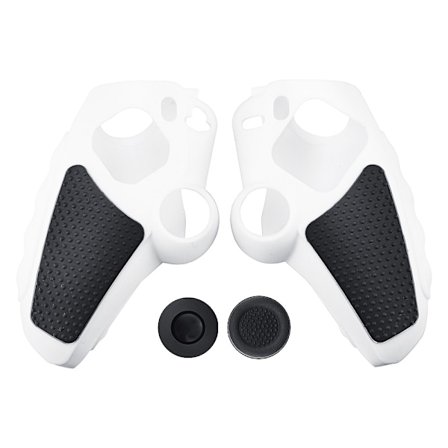Playstation 5 / PS5 Silikon Skin Skal Fodral Anti-Slip Skydd + Joystick Caps - Vit