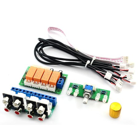 Rele 4-tie äänitulosignaalin valitsin kytkentä RCA-äänitulolevy kytkentään