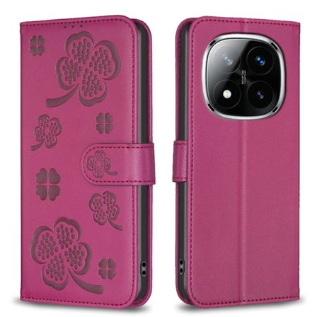 Redmi Note 14 Pro 5G / Note 14 Pro+ 5G - Fyrklöver Pr präglad Läder Mobilfodral