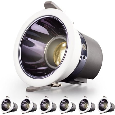 6 Pak LED Indbygningsspot 7W 700LM Varm Hvid 3000K IP44 Rund Ultra Tynd til Badeværelse Køkken Stue Udskæring 70-75mm AC 220-240V Hvid