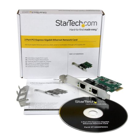 StarTech Dual Port Gigabit PCI Express Server Network Adapter Card - 1 Gbps PCIe NIC - Dual Port Server Adapter - 2 Port Ethernet Card (ST1000SPEXD4)