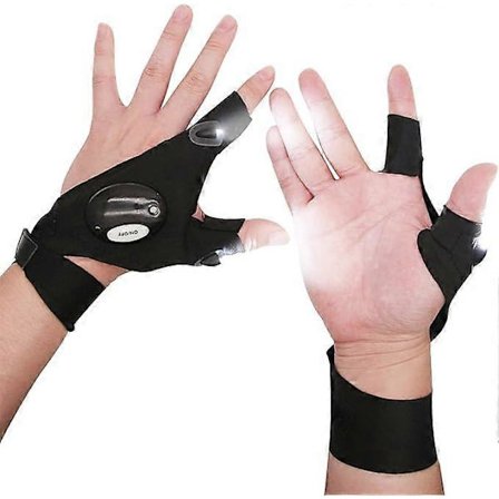 LED Lommelykthansker, Fiske LED-hansker, Store Hender, LED Lyshansker