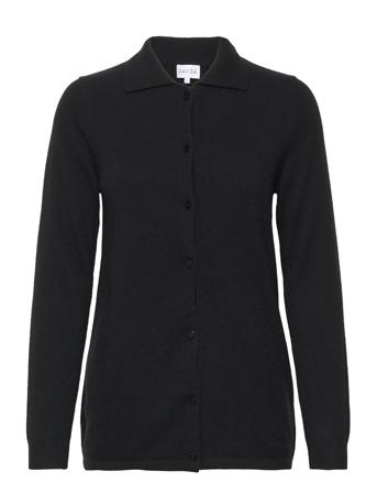 Classic Shirt Strikkegenser Cardigan Svart Davida Cashmere