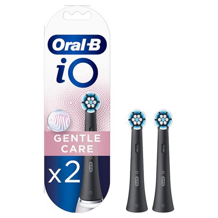 Oral-B iO Gentle Care Børstehoveder 2 stk Sort, Medicin & Pleje, Tandbørster, Børstehoveder