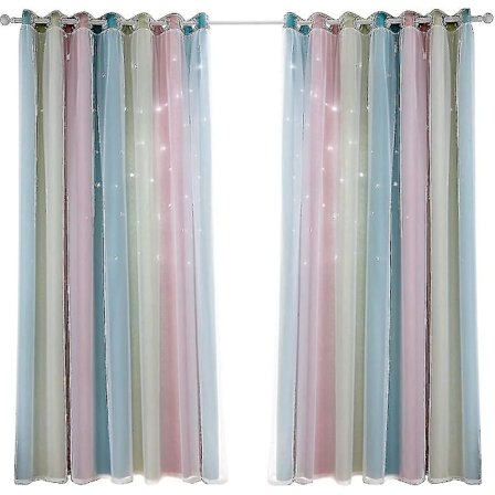 Dobbel Hule Stjerne Gardiner Dobbelt Lag Stjerne Gardiner For Barn Jenter Soverom Fargerike Barnerom Med Voile Barne Gardiner Lystette Gardin