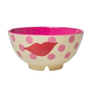 RICE A/S Melamine Bowl with Kiss Print - Two Tone - Medium One Size - Tableware - One size - Pink