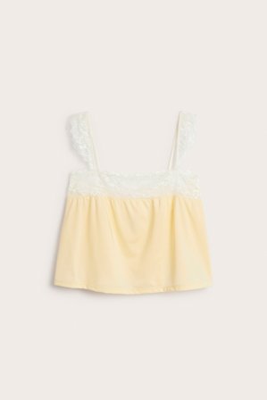 Kappahl | Koszulka z koronką Jasnożółty L | Jasnożółty