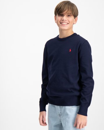 Polo Ralph Lauren Cotton Crewneck Sweater Blauw Truien Jongens - Kids Brand Store