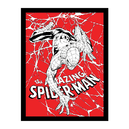 Spider-Man Spider Web Inramad Poster 40cm x 30cm Röd/Vit/Svart