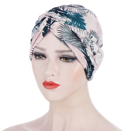Kvinner India Hat Floral Trykt Muslimsk Ruffle Kreft Chemo Hat Lue Wrap Cap(1)