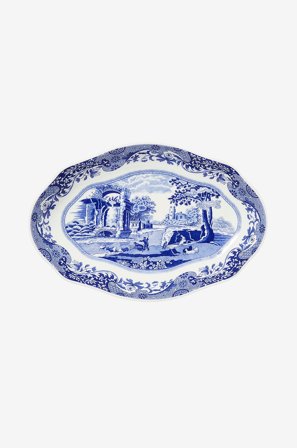 Spode - Ovalt riflet fat Blue Italian 21 cm - Blå - Asjetter - Fra Homeroom