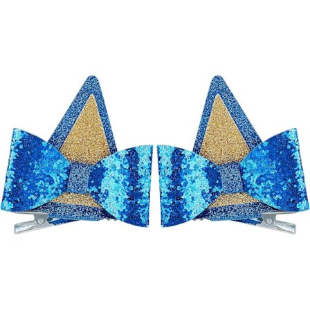 1 par blå øre hårklemmer, hundeøre hårklemmer glitter blå ører til børn blå sløjfe hårspænder fødselsdagsdekorationer