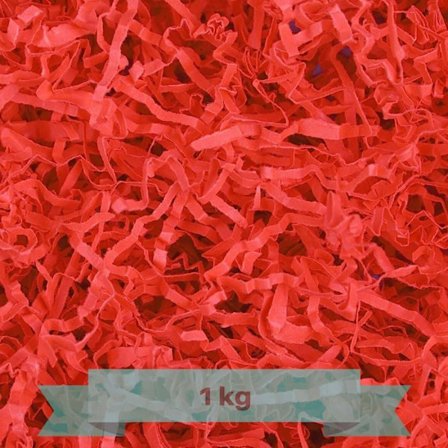 Frisure strimlet papir - Creative Deco - 1 kg - Rød - Kraftpapir - Gaveindpakning
