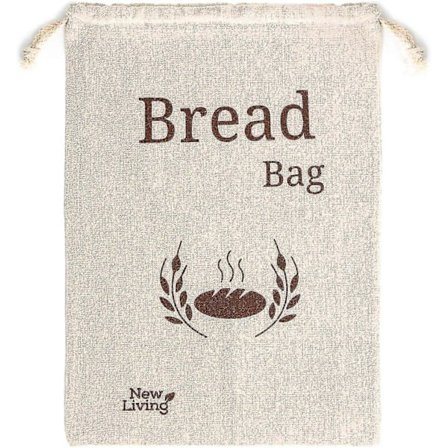 2-pakning New Living Naturlig Lin Brødpose | Økologisk Blanding | 2 X Gjenbrukbare Brødposer | Matlagringspose | Brødoppbevaringsposer | 38x27 Cm | 