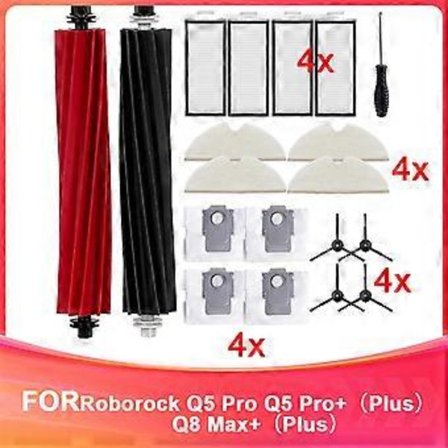 Reservedelssett for Roborock Q5 Pro, Q5 Pro+ (Plus), Q8 Max og Q8 Max+ (Plus) robotstøvsuger C