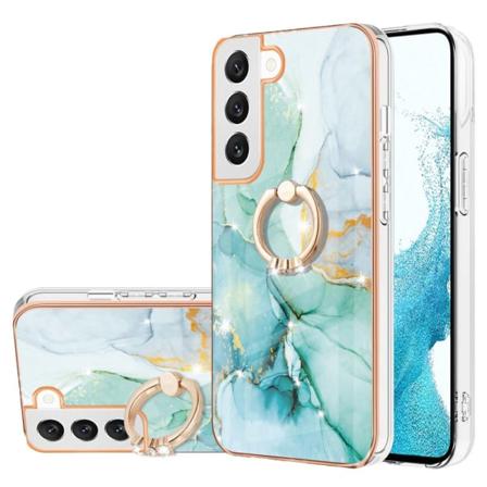 Etui med Ringholder til Samsung Galaxy S23 Grøn Marmor