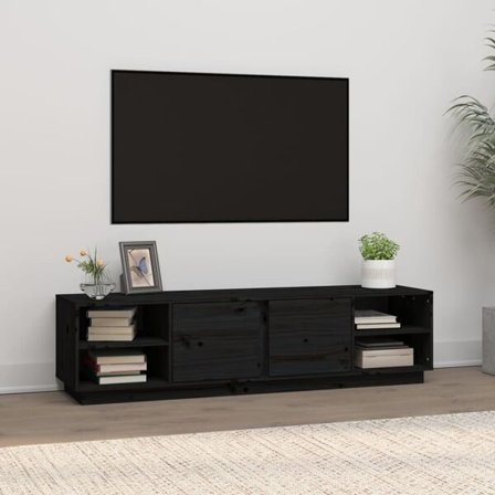 vidaXL Tv-bänk svart 156x40x40 cm massiv furu