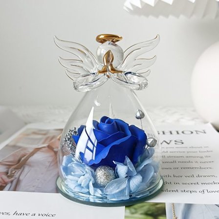 Udødelig rose bursdagsgave til damer mamma bestemor kone, glass engel figur