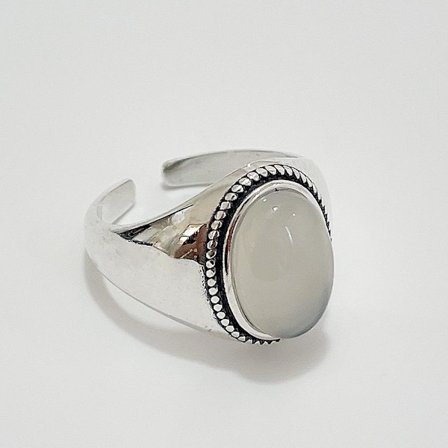 WABJTAM 925 sterling silver solid rose quartz handgjord damring storlek Ring inner diameter: 16,5 mm, justerbar